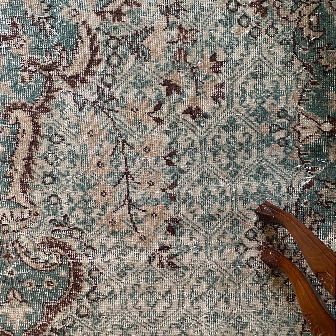 超大判　269×150宝石メダリオン　ピーコックグリーン　トルコヴィンテージラグ