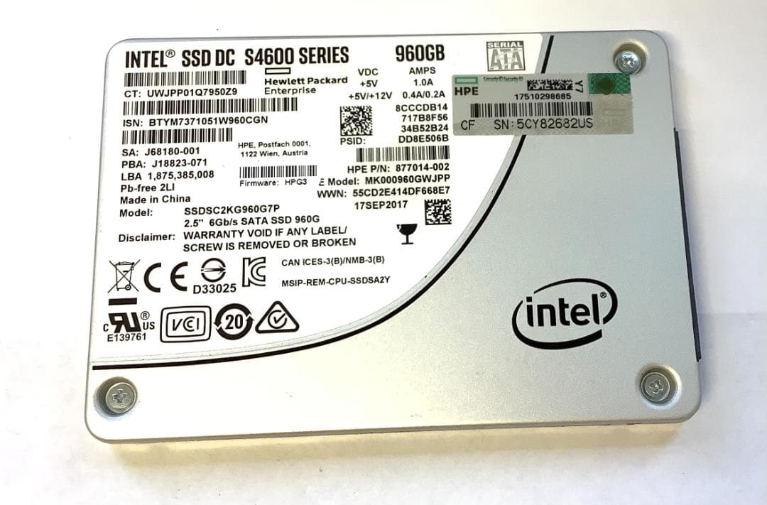 ③-WA325-Intel SATA 960GB 2.5インチ SSD 1点