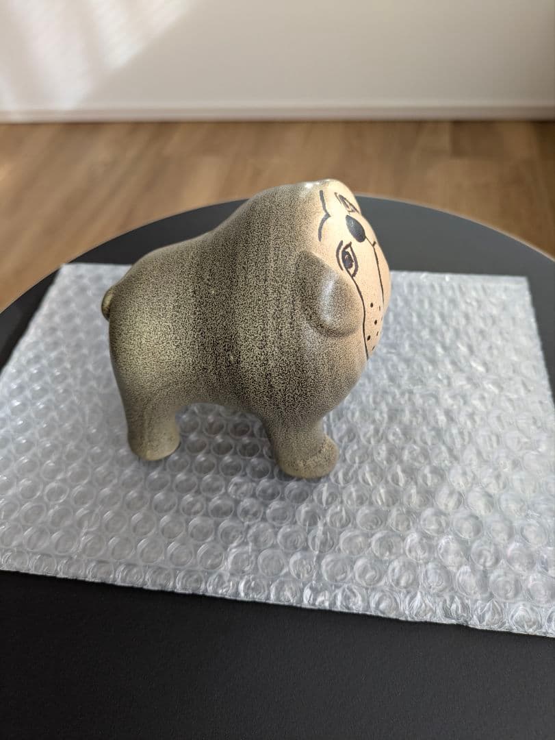 リサラーソン　ブルドッグ　グレー　ケンネル　犬　オブジェ