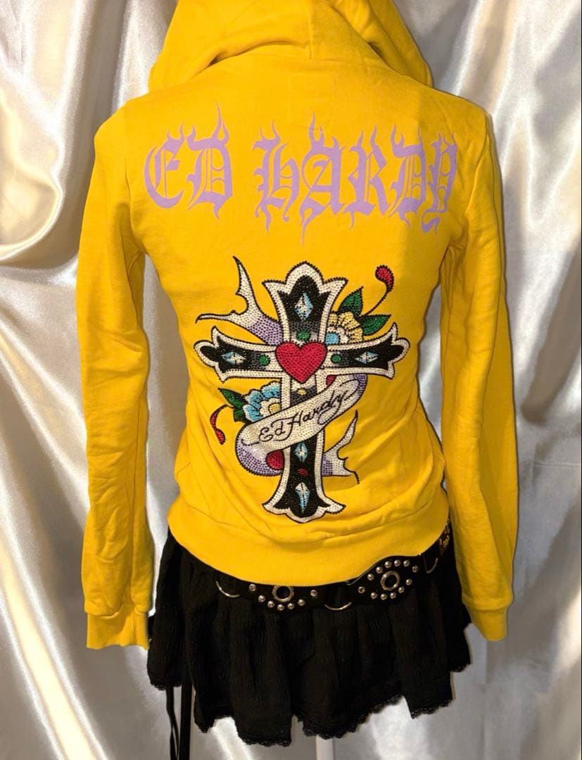 Ed hardy y2k double zip up パーカー グランジ 00s