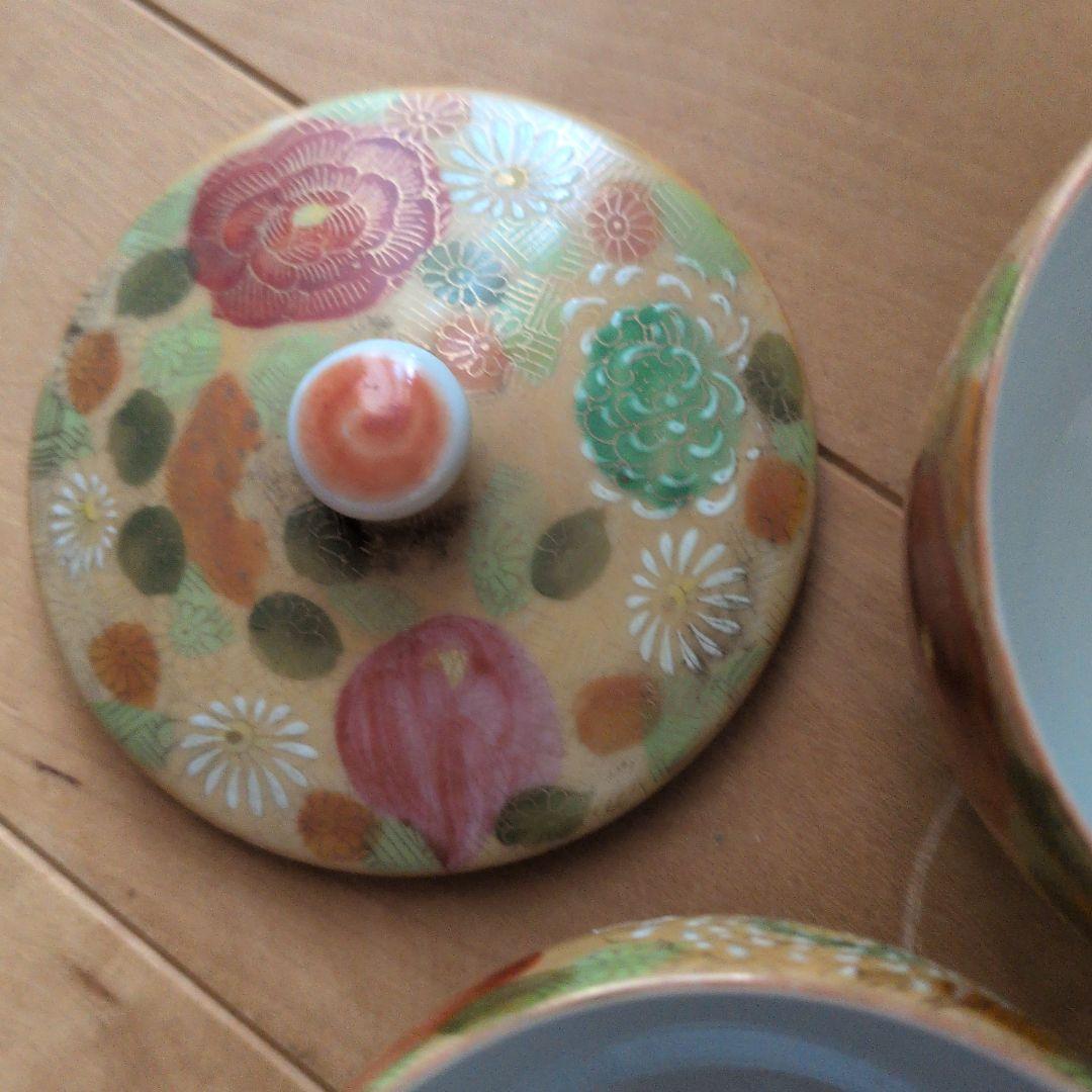 茶道具セット 花柄 陶器製 6点 九谷焼