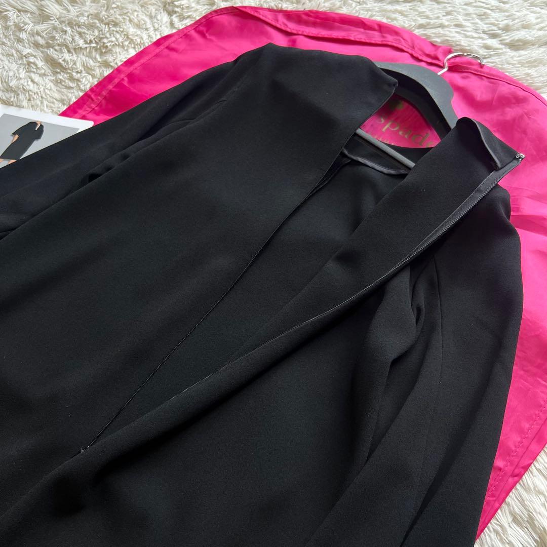 【美品】YOKO CHAN 膝丈ワンピース ブラック 36 長袖 バックテール