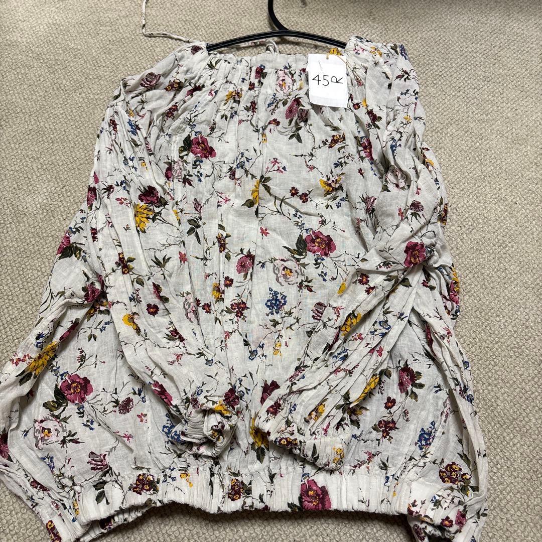 45アール　ガーゼアンティークフラワー　ブラウス　美品