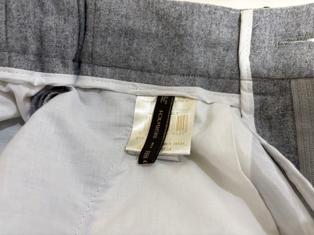 極美品 B.R.別注 ベルウィッチ ライトグレーフランネル 42