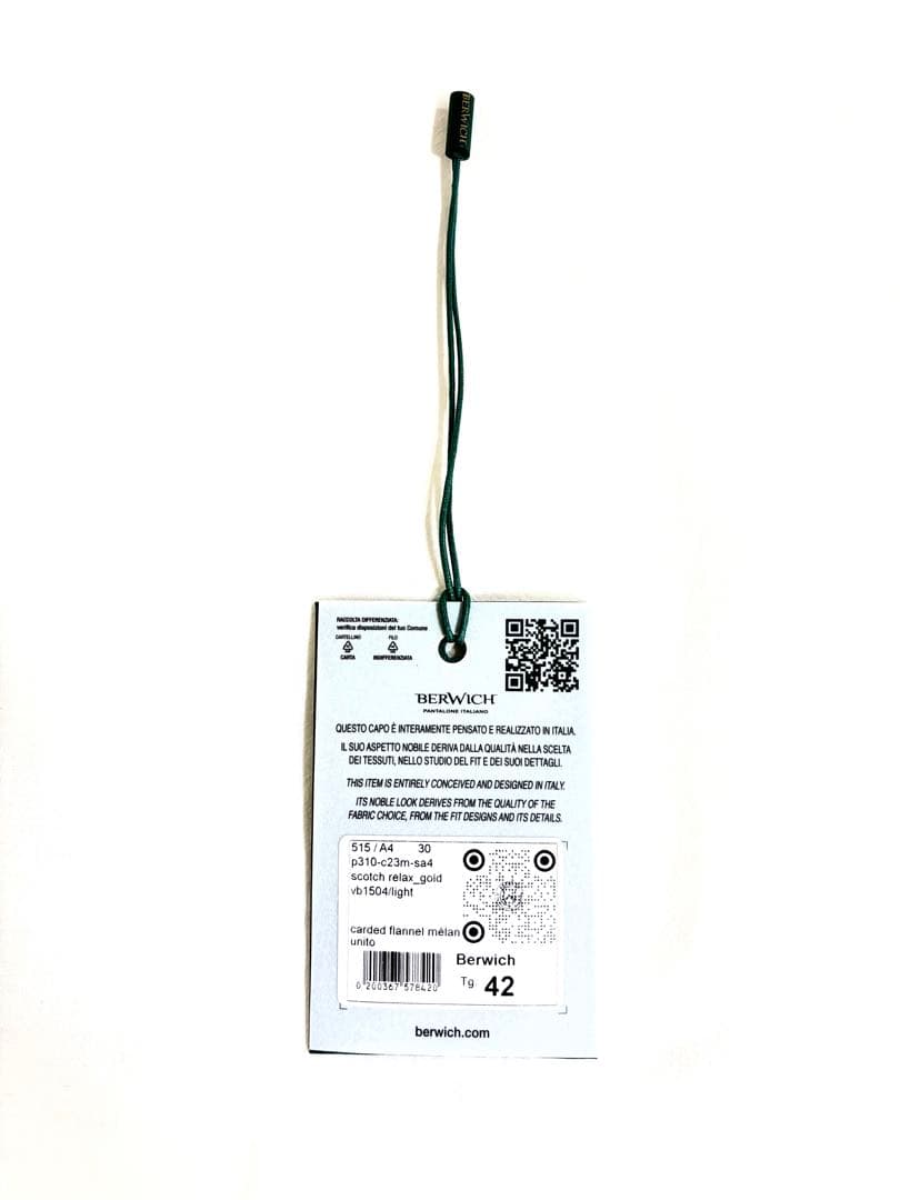 極美品 B.R.別注 ベルウィッチ ライトグレーフランネル 42