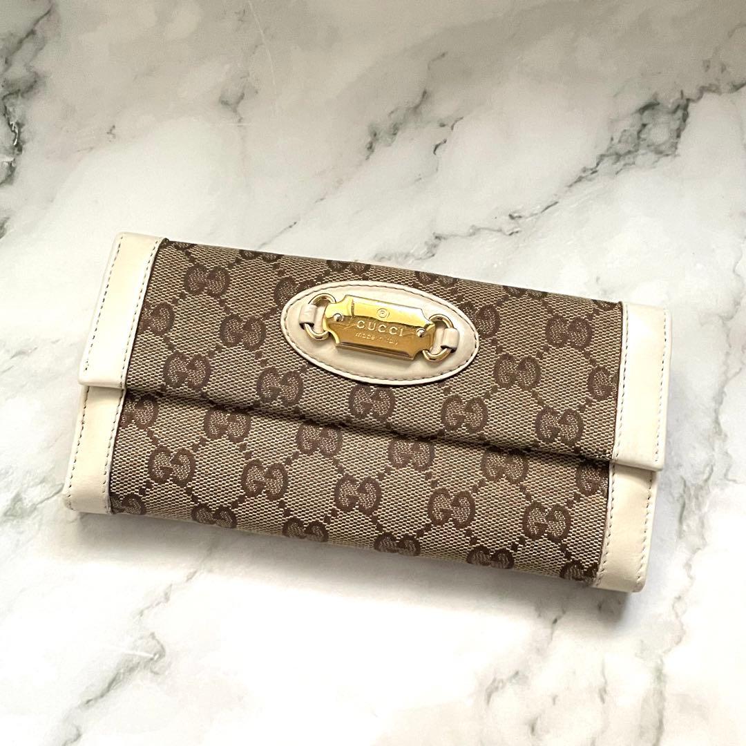 GUCCI グッチ　長財布　GG キャンバス　ゴールド金具　0115-⑩