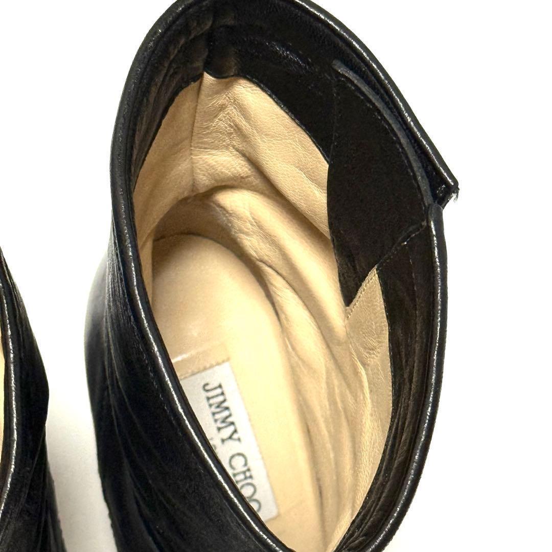 ジミーチュウ エンジニアブーツ サイズ38 1/2 サイドベルト ゴールド金具