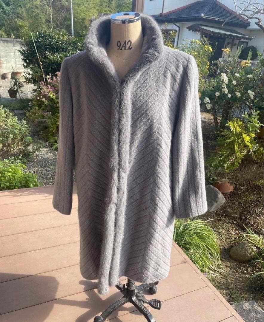 【ほぼ新品】【極美品】サファイア　ミンク　コート　スーリーアルパカ　M グレー