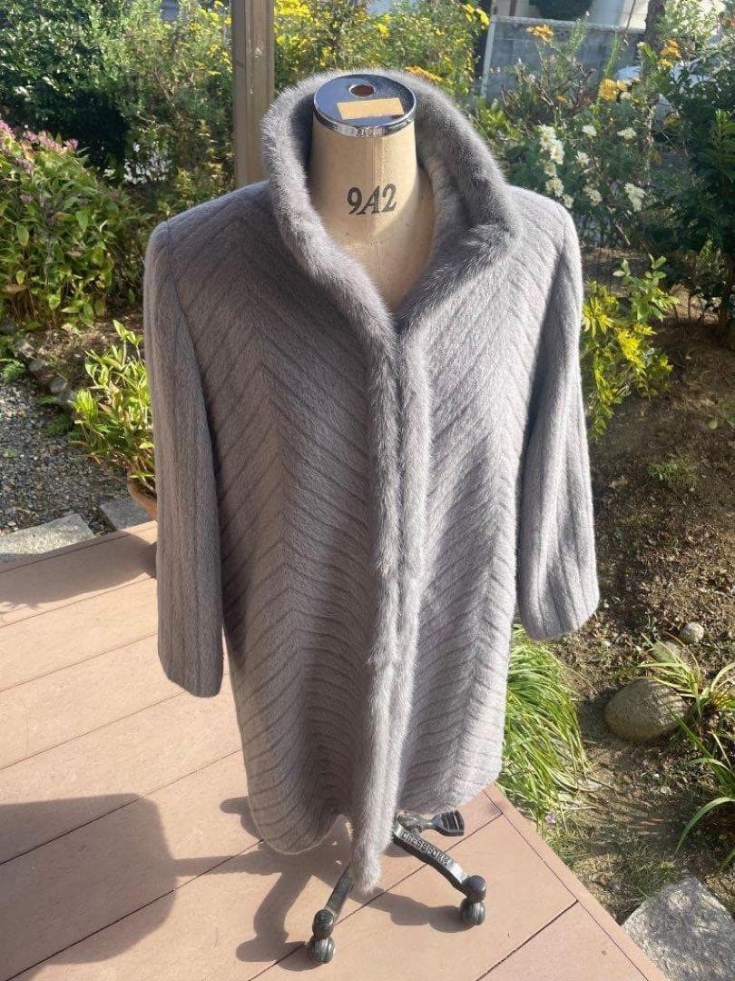 【ほぼ新品】【極美品】サファイア　ミンク　コート　スーリーアルパカ　M グレー