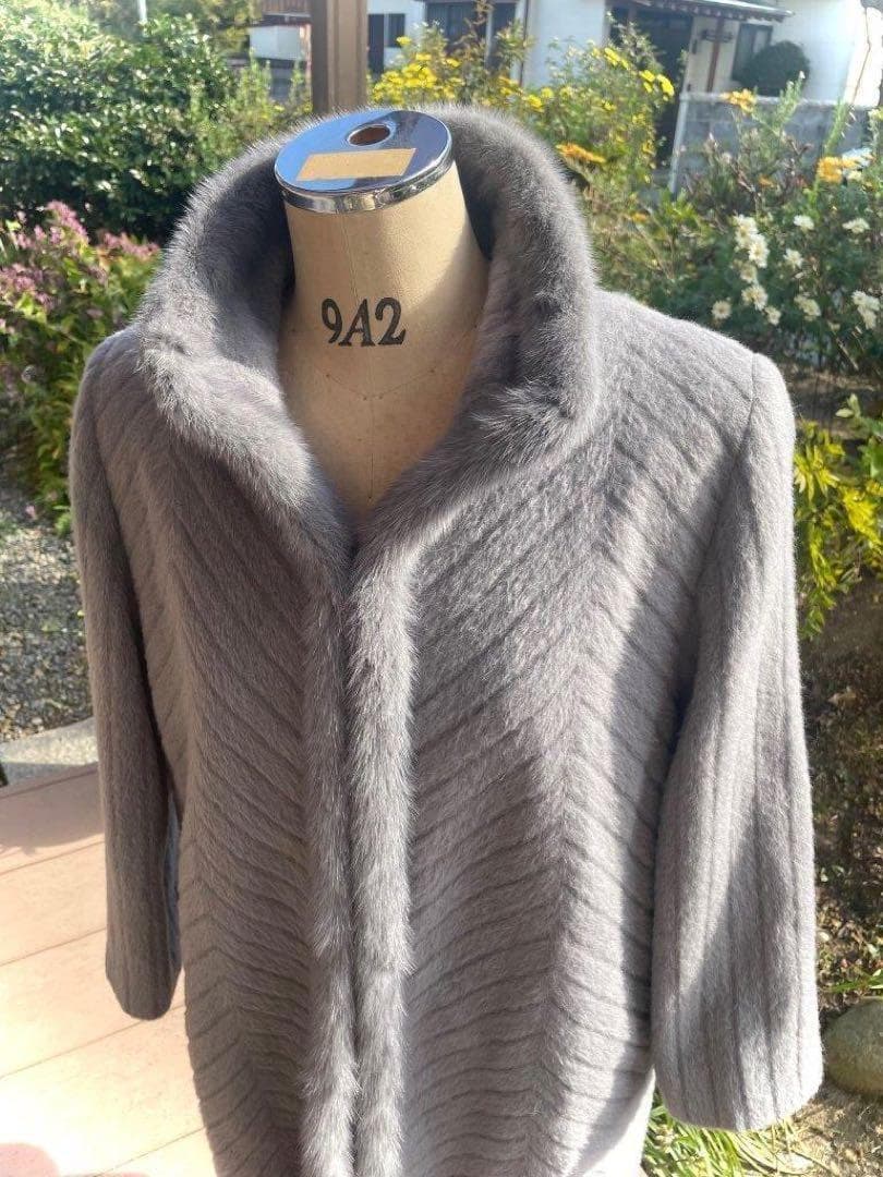 【ほぼ新品】【極美品】サファイア　ミンク　コート　スーリーアルパカ　M グレー