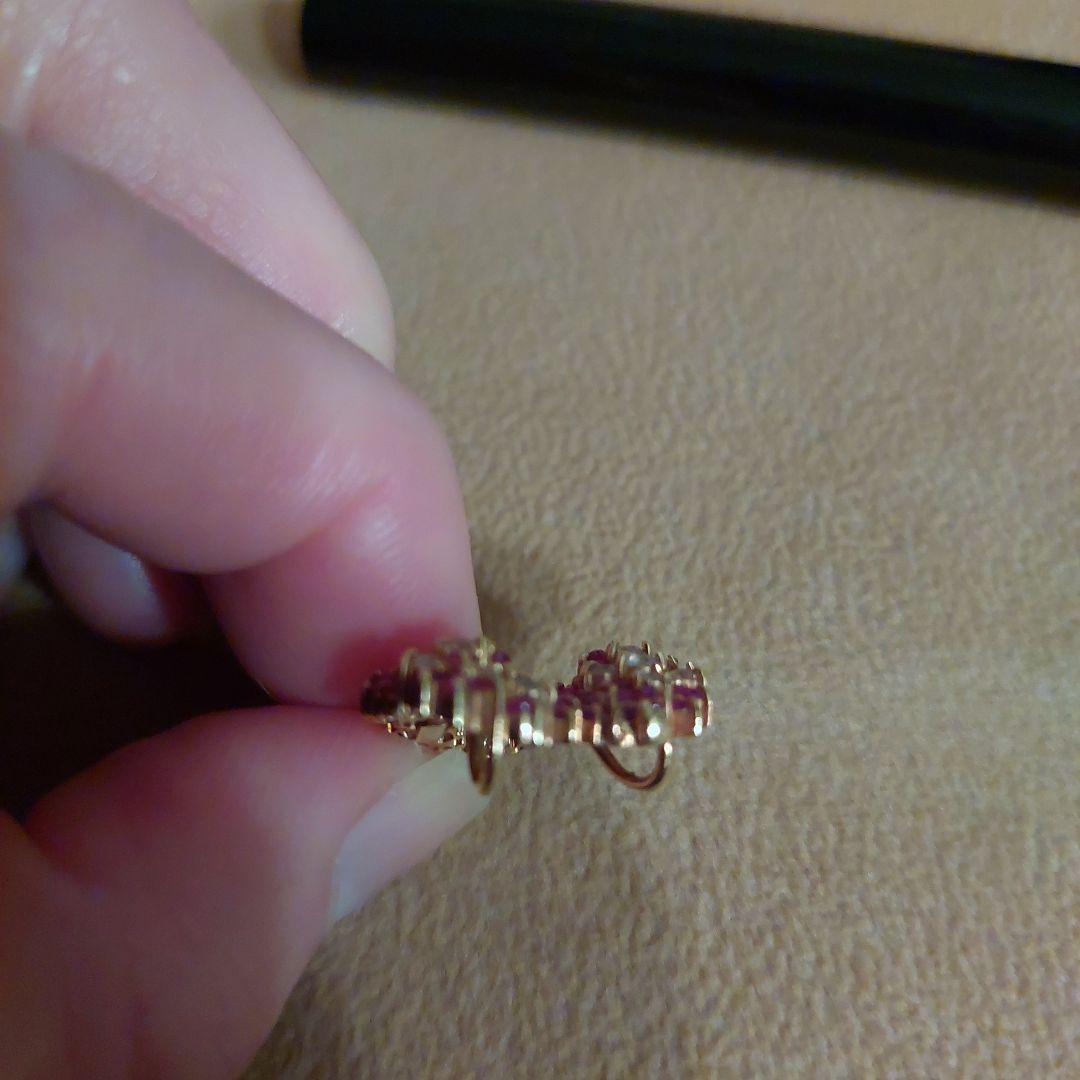 ハート型 18金ルビー&ホワイトサファイアトップピンク ホワイト4g