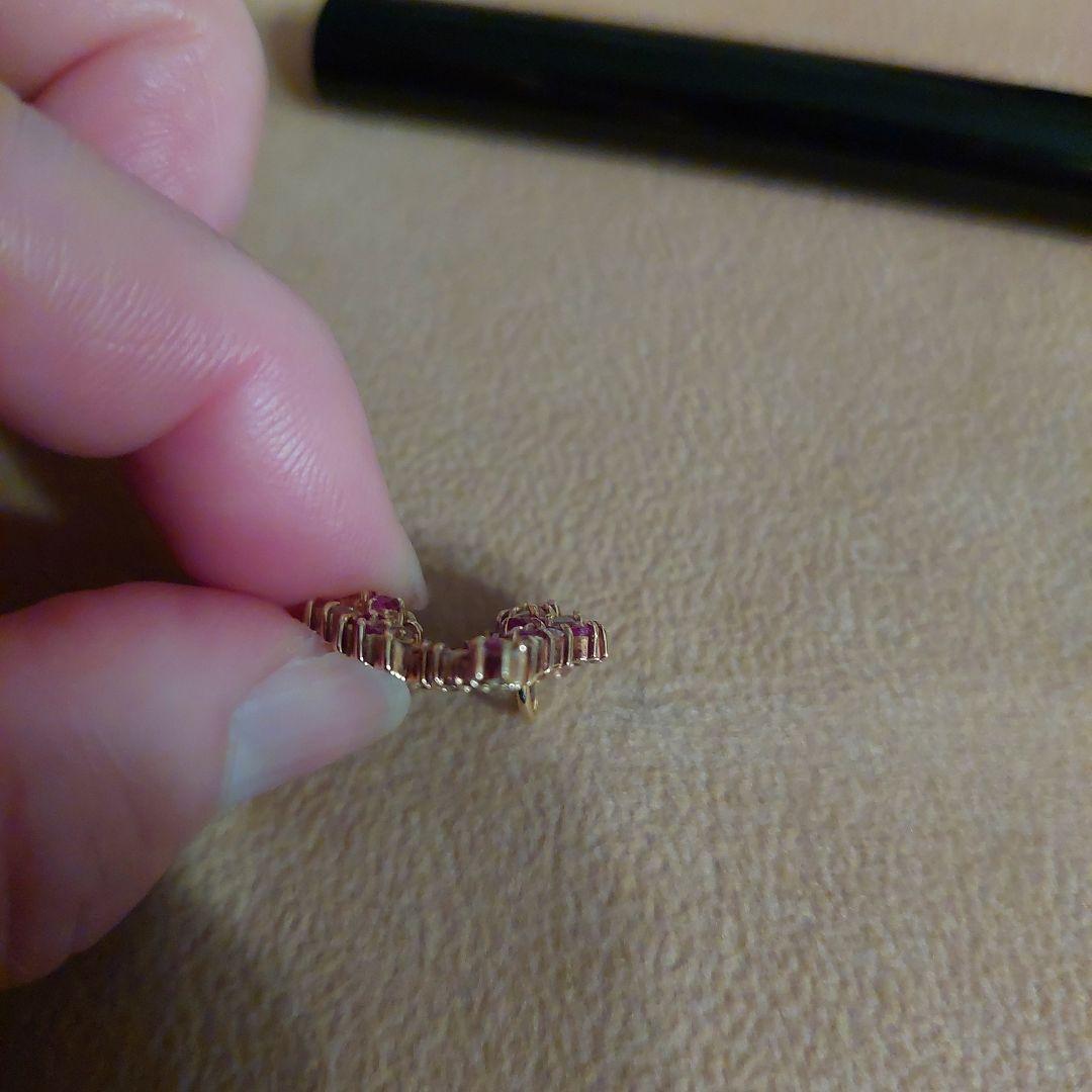 ハート型 18金ルビー&ホワイトサファイアトップピンク ホワイト4g