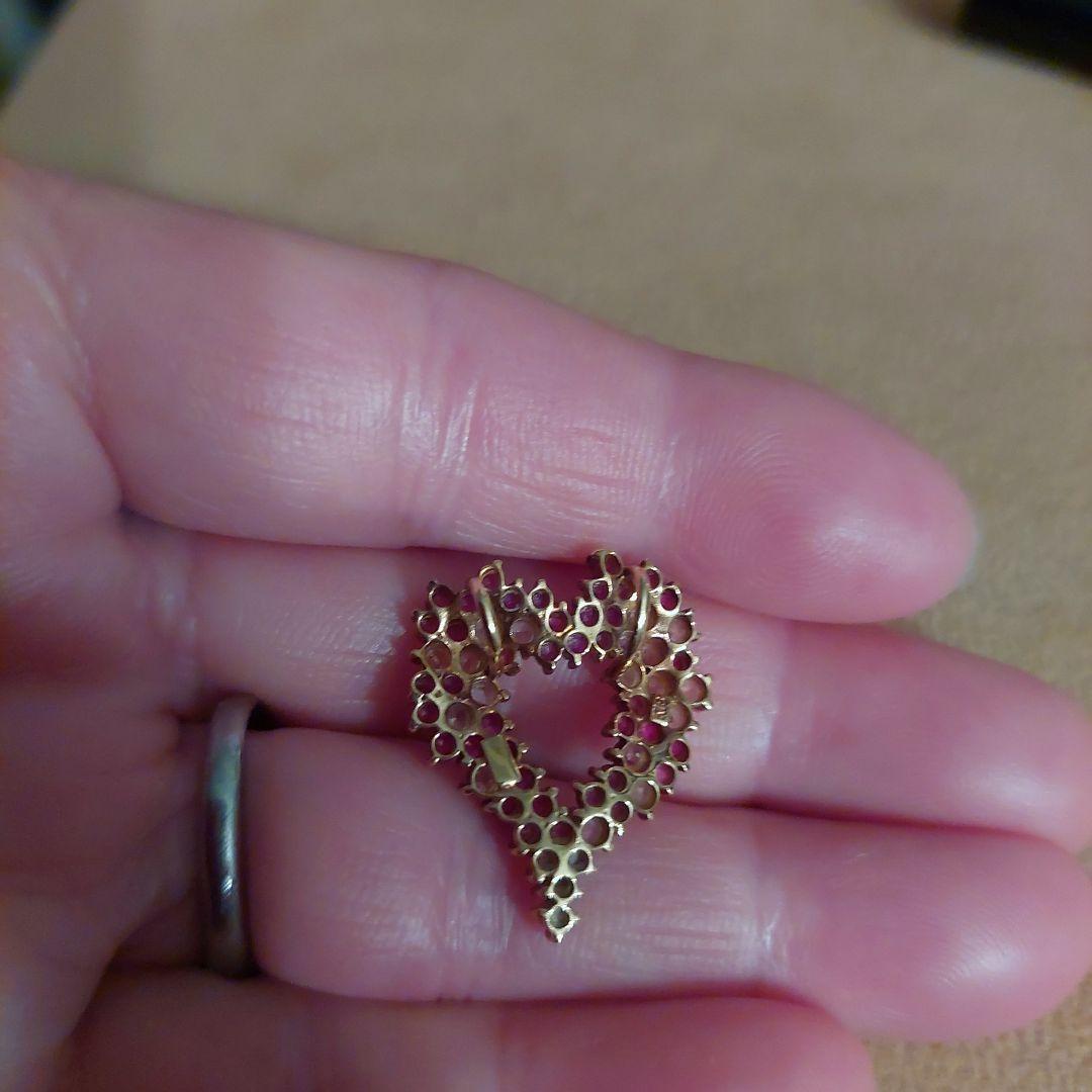 ハート型 18金ルビー&ホワイトサファイアトップピンク ホワイト4g