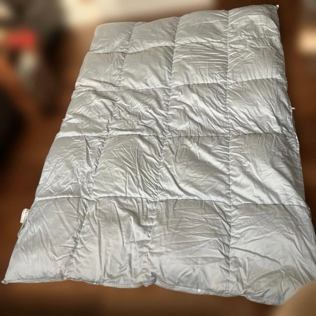 西川リビング ダウン 掛け布団 1/2枚 合わせ布団 シングル スナップボタン