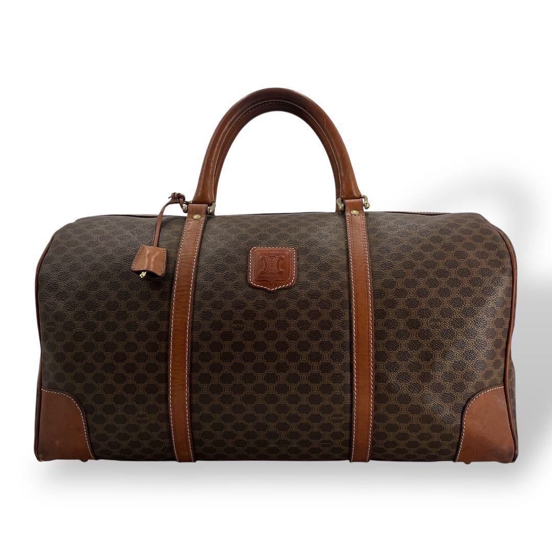 オールド　セリーヌ　トリオンフ　ボストンバッグ　マカダム柄　旅行バッグ　ブラウン