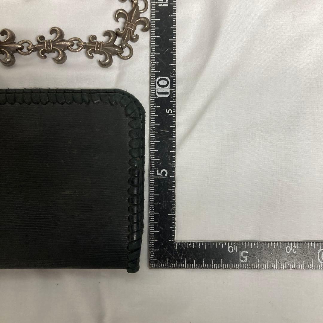 送料込み　黒 レザー シルバーウォレットチェーン　財布