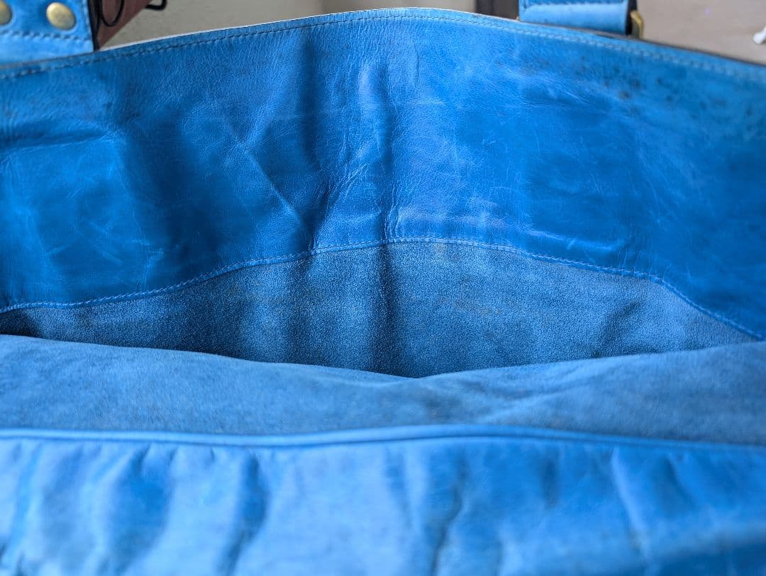 MULBERRY青いレザー ボストンバッグ 388085