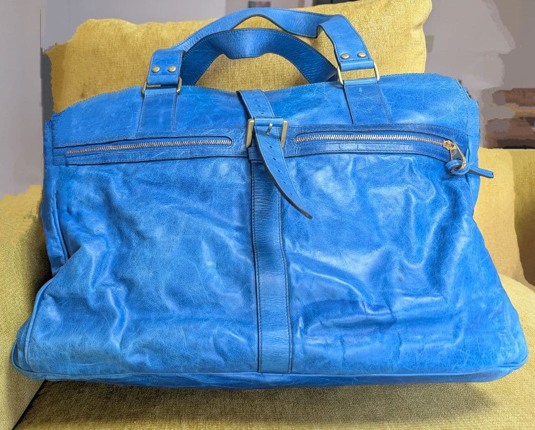 MULBERRY青いレザー ボストンバッグ 388085