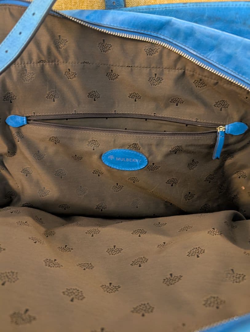 MULBERRY青いレザー ボストンバッグ 388085