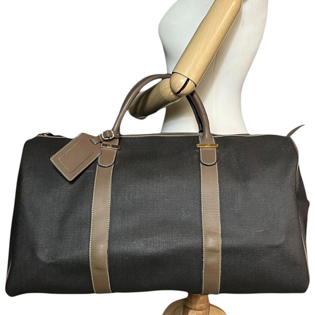 美品　ダンヒル　大容量　ボストンバッグ　旅行バッグ　PVC　レザー　腕掛　南京錠
