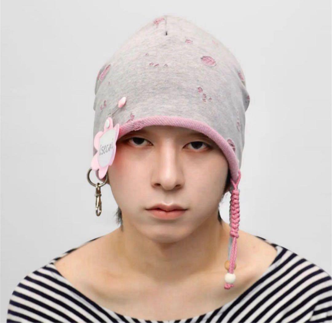 isecai Whimgy Beanie ピンク×グレー ネームタグなし
