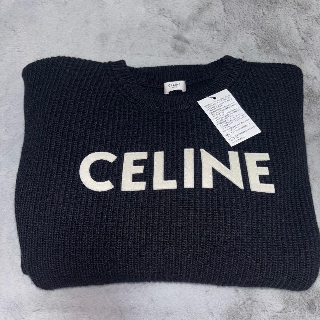 CELINE ブラック ロゴ セーター　M
