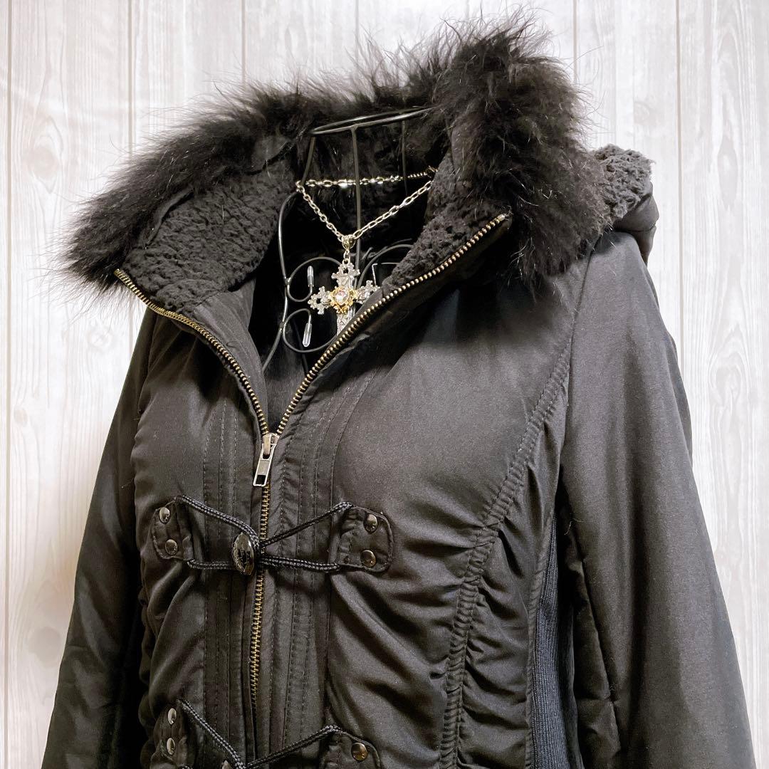 モッズコート リアルファー 黒 平成ギャル y2k ダークコア グランジ パンク