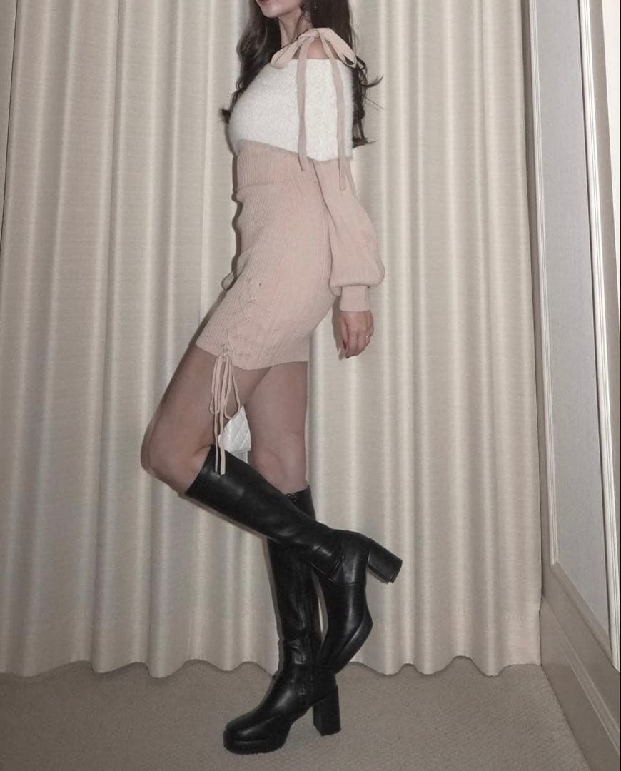 【amerge】 feather offshoulder onepiece