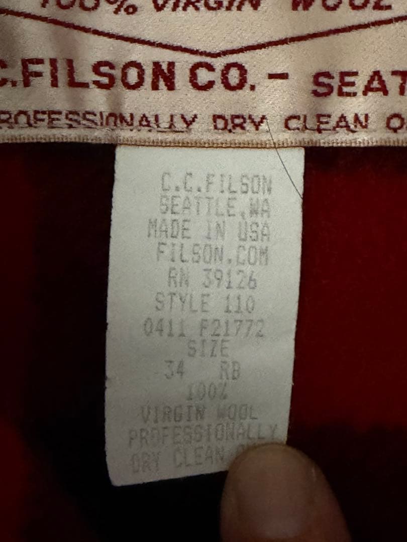 フィルソンのシングルマッキーノクルーザージャケット　ハンティングウールジャケット