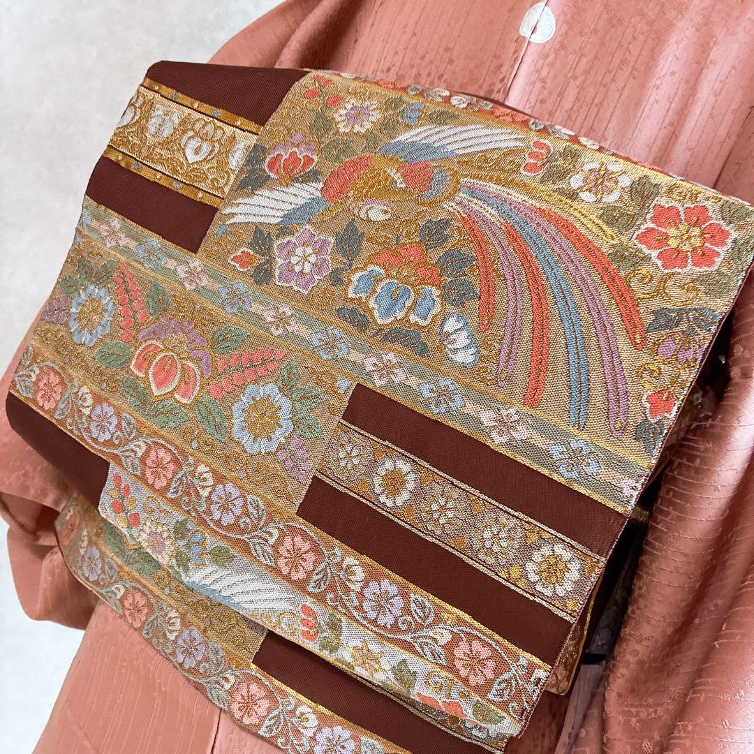 単衣　色無地フルセット　着物　正絹　しつけ糸付き　枝葉地紋　G15