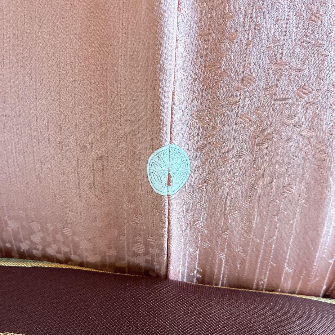 単衣　色無地フルセット　着物　正絹　しつけ糸付き　枝葉地紋　G15