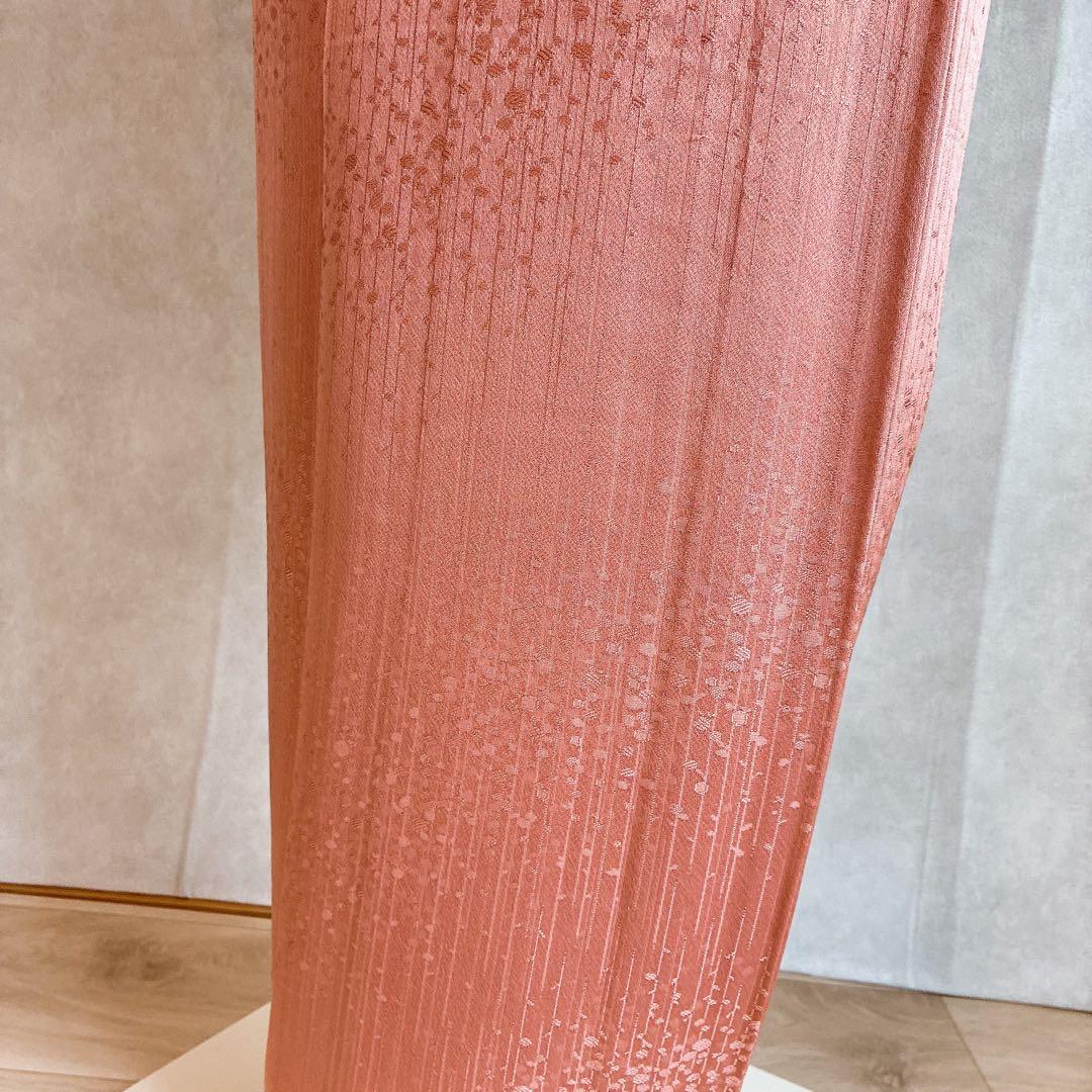 単衣　色無地フルセット　着物　正絹　しつけ糸付き　枝葉地紋　G15