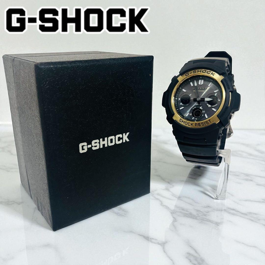 美品 希少 G-SHOCK アナデジ 電波 ソーラー 腕時計 ブラック ゴールド