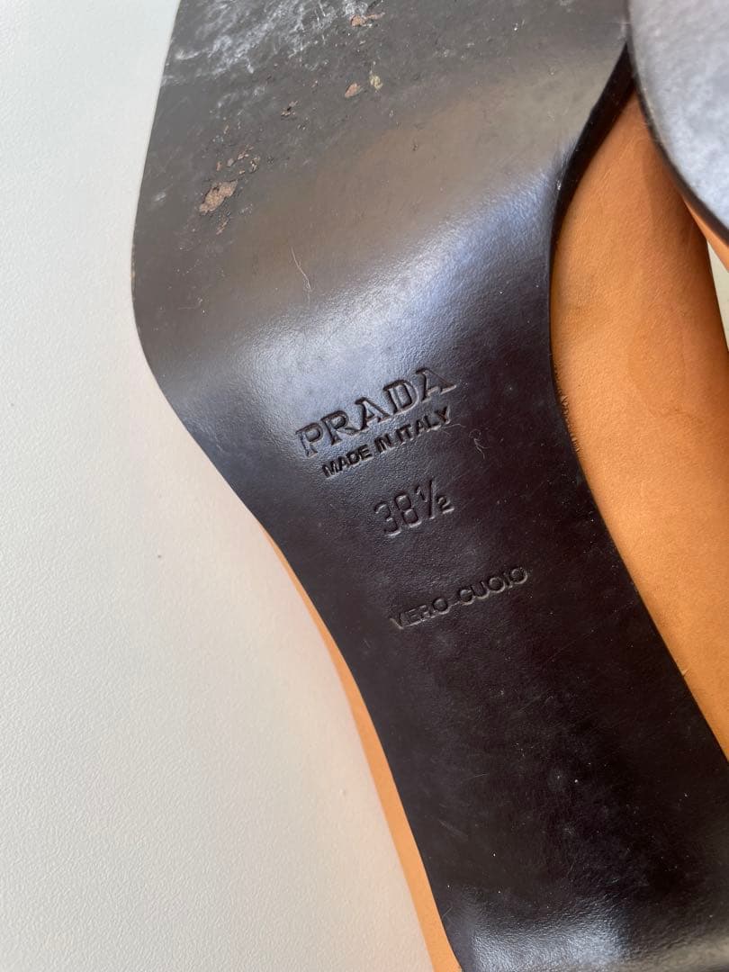 専用 Prada Square Toe Leather Shoes 38 1/2