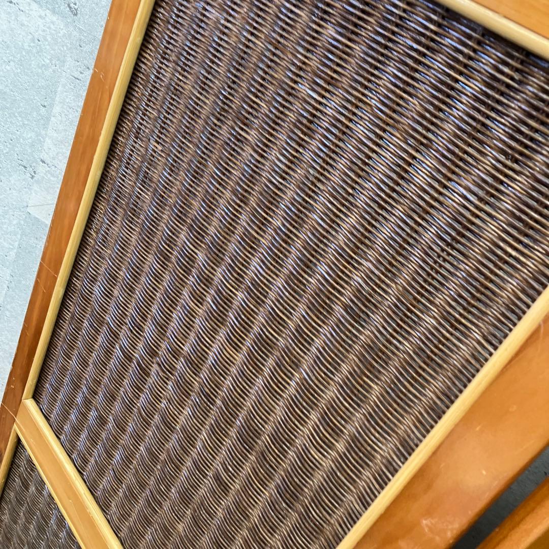 昭和レトロ エスニック 木製 3連 ラタンパーテーション 間仕切り 仕切り