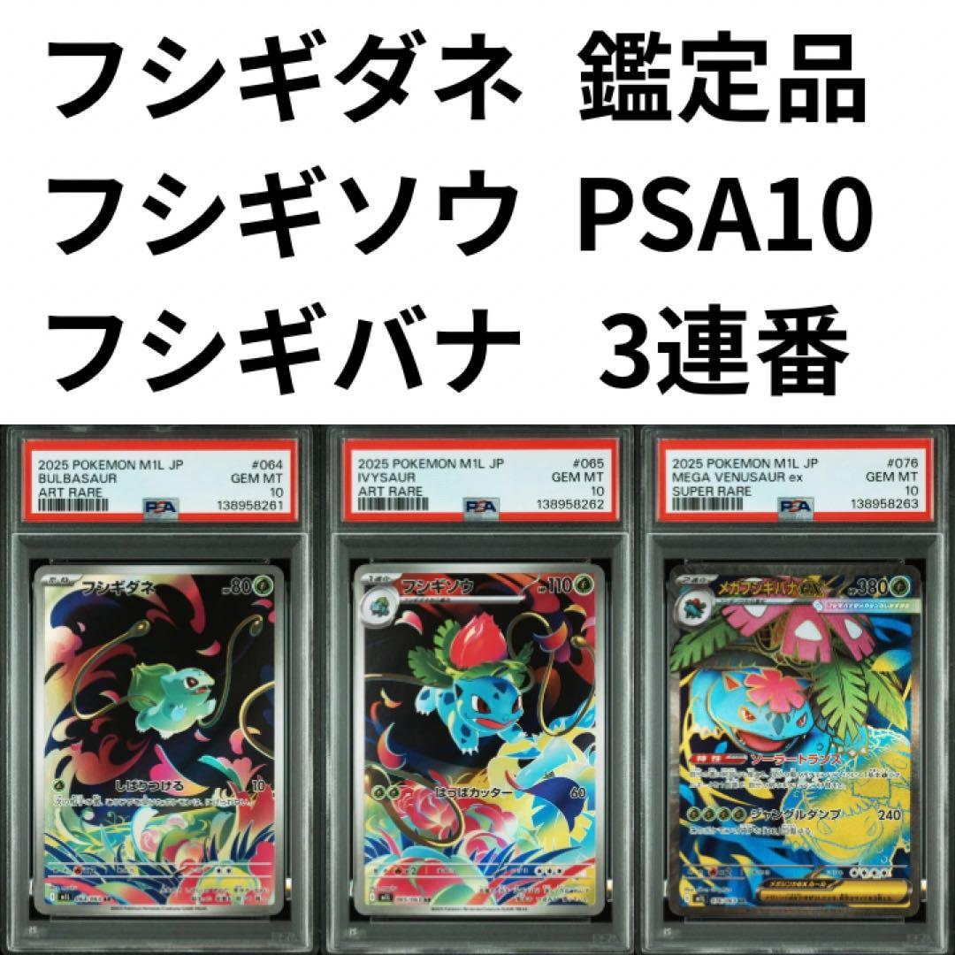 鑑定品　PSA10 フシギダネ フシギソウ フシギバナ PSA10 3連番 AR