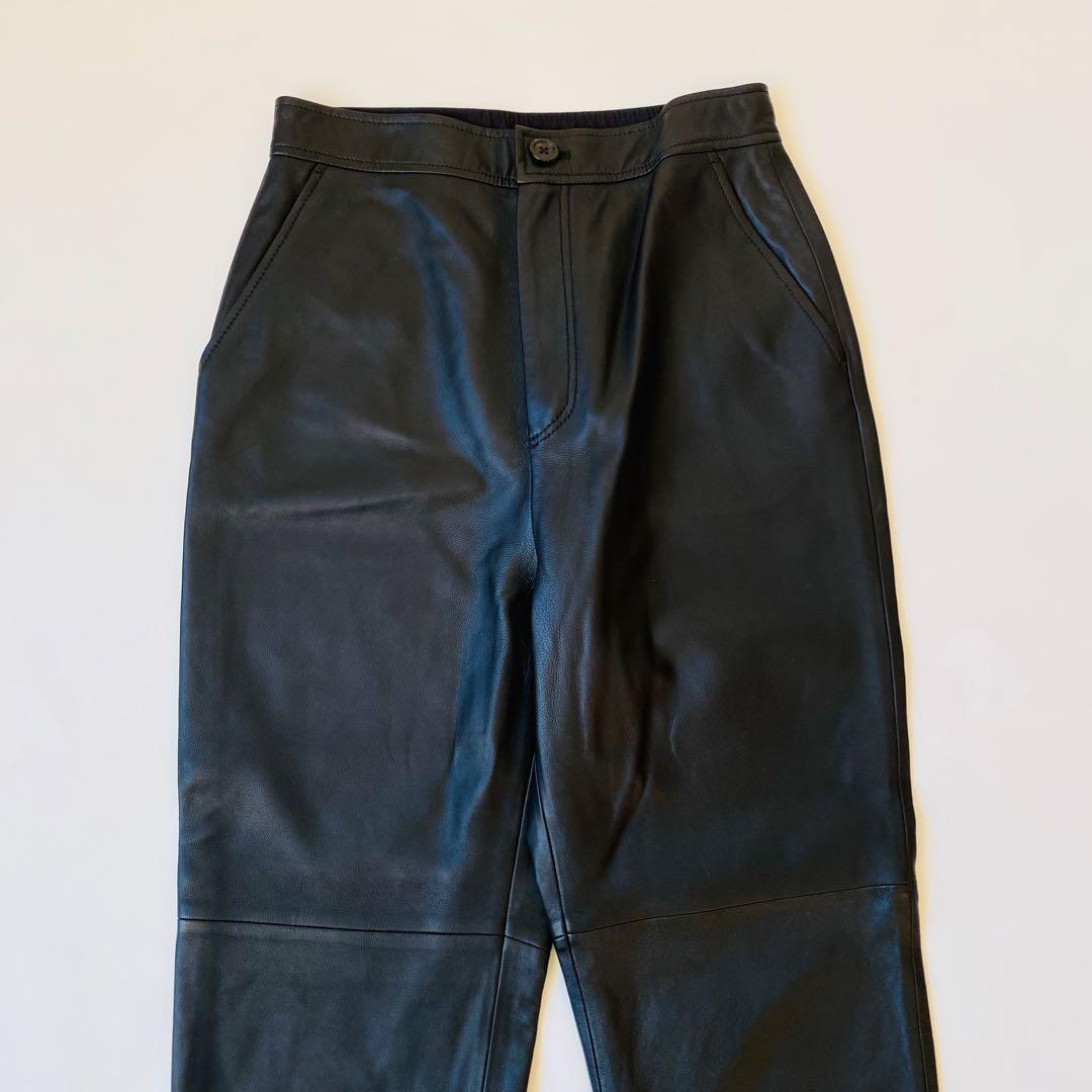 【美品】カレンソロジー　羊革 ラムレザー ハイウエスト テーパードパンツ　M