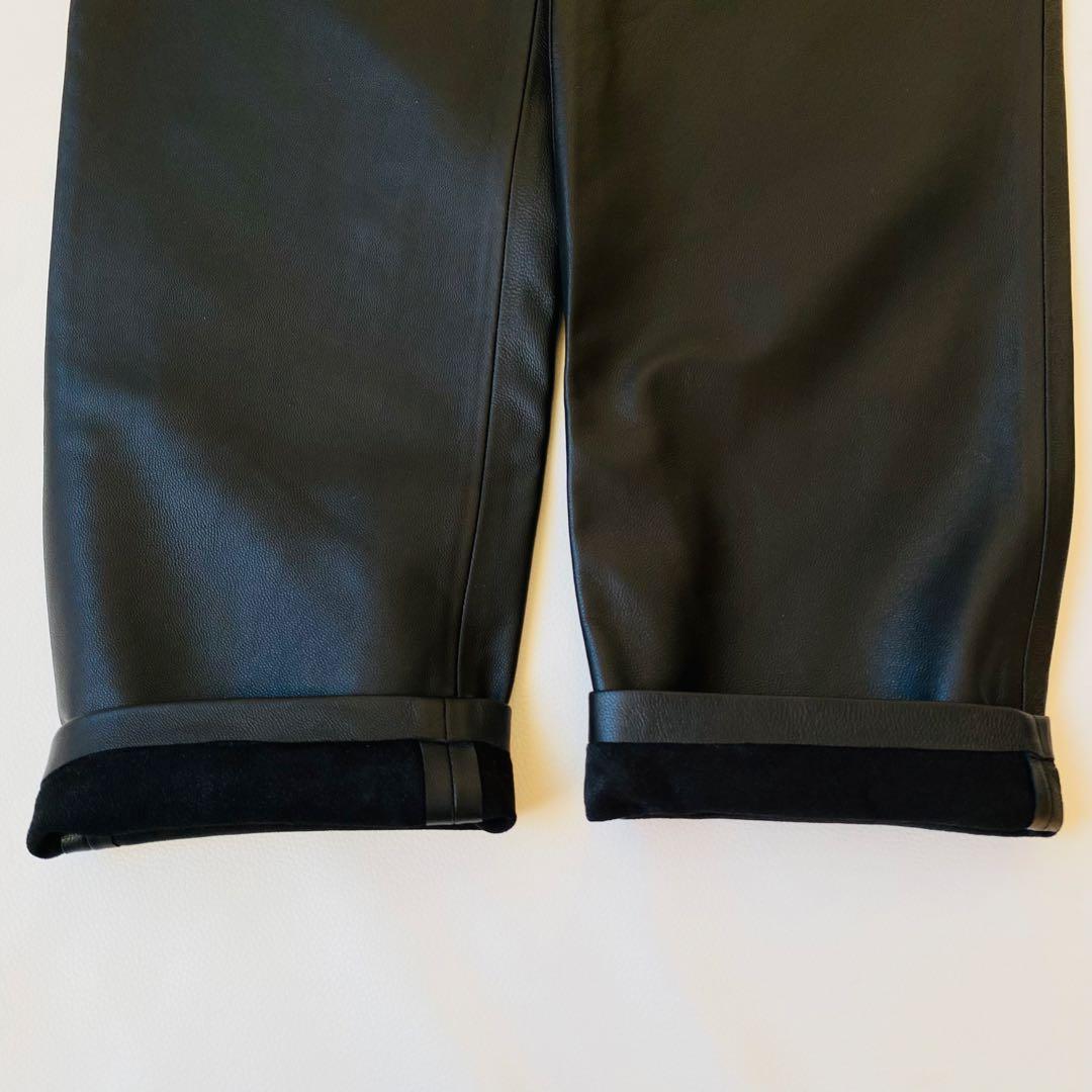 【美品】カレンソロジー　羊革 ラムレザー ハイウエスト テーパードパンツ　M