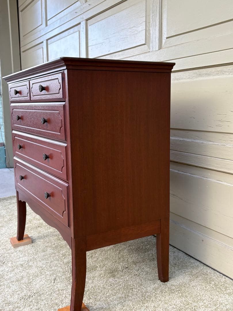 クラシック 猫脚チェスト 4段 木製 マホガニー調 引出し収納 アンティーク調