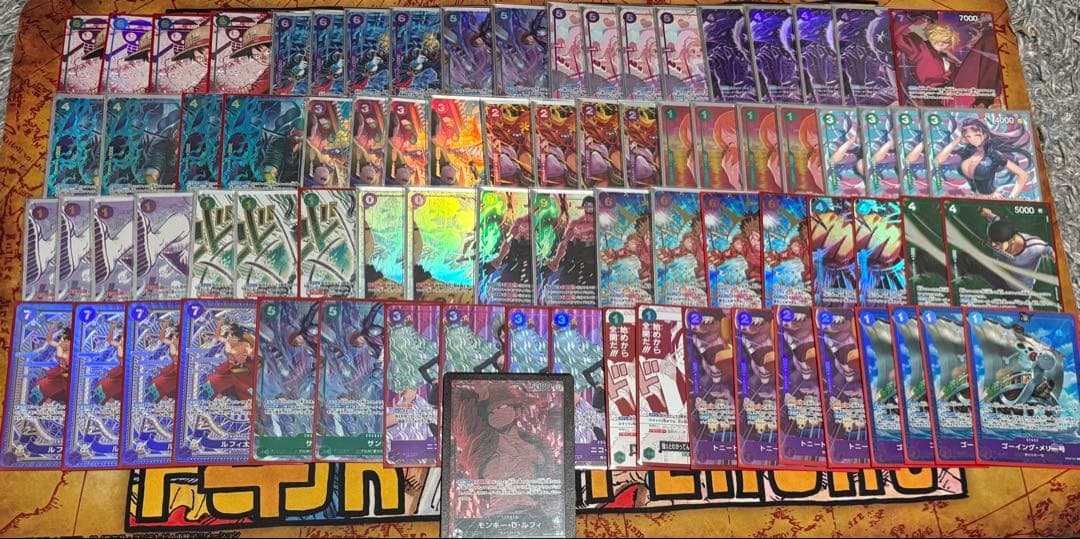 ワンピースカード　緑紫ルフィ　高レアリティ　デッキ　調整パーツ付き
