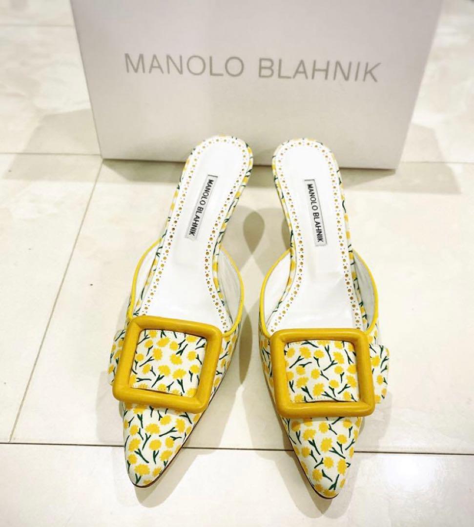 専用マノロブラニクコットンフラワーミュール12.3万361/2メイセール未使用