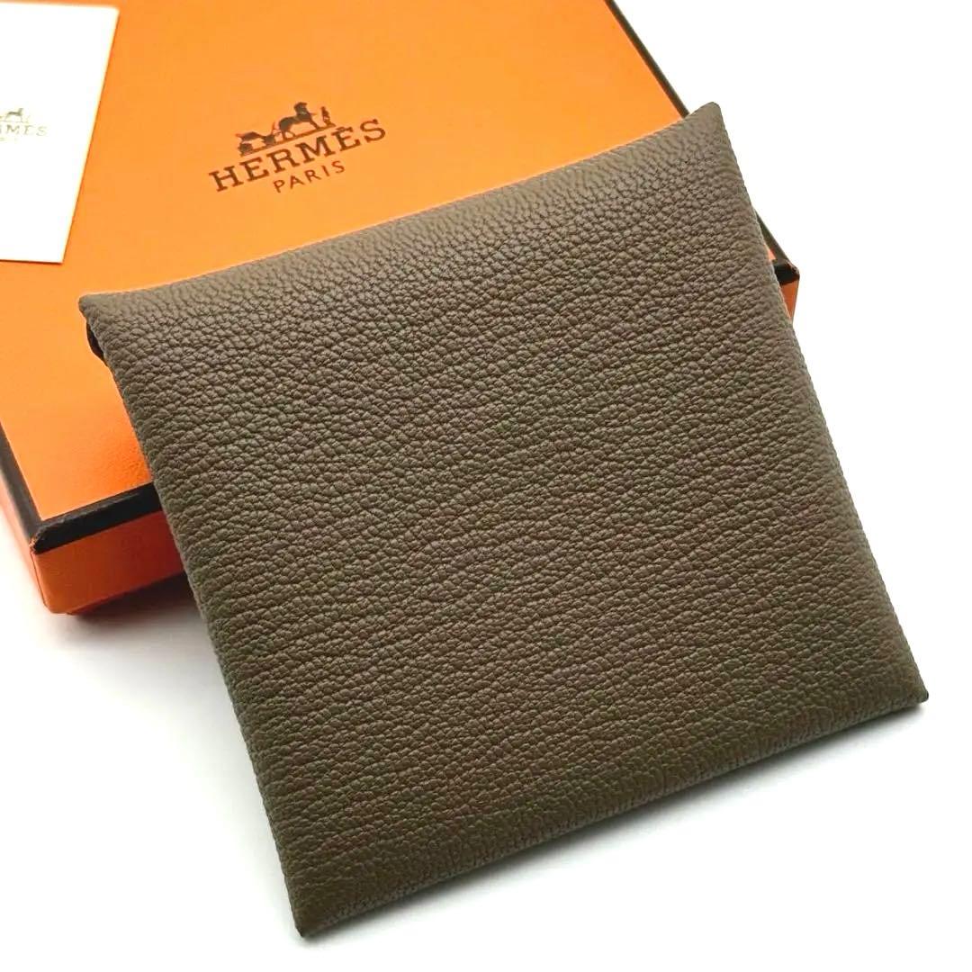新品 HERMES バスティア ケース エトゥープ シェーブル 小銭入れ