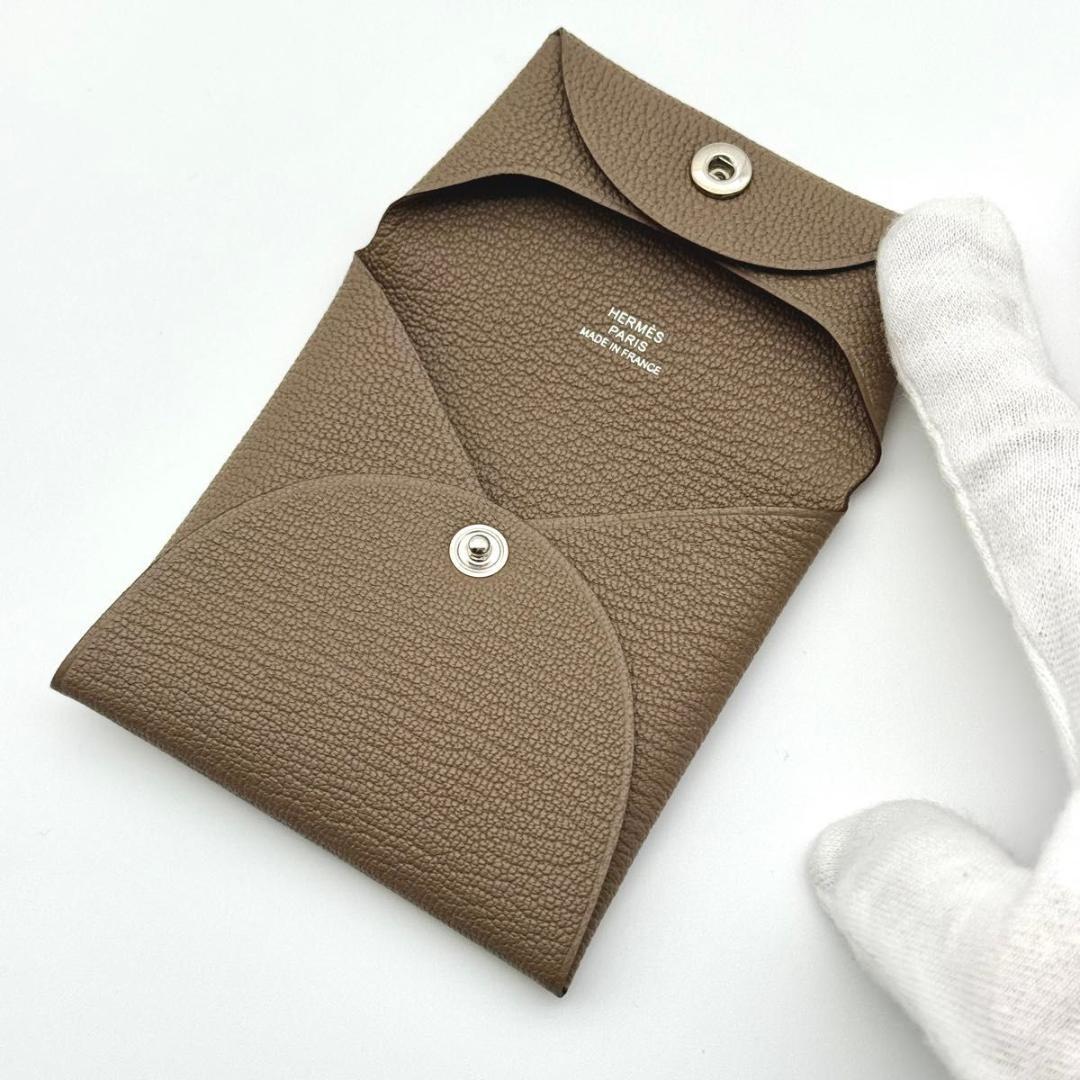 新品 HERMES バスティア ケース エトゥープ シェーブル 小銭入れ