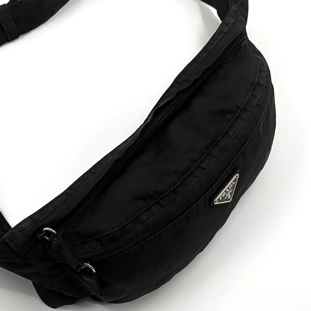 人気希少✨プラダ ウエストポーチ ボディバッグ ナイロン 三角ロゴ 黒 白タグ