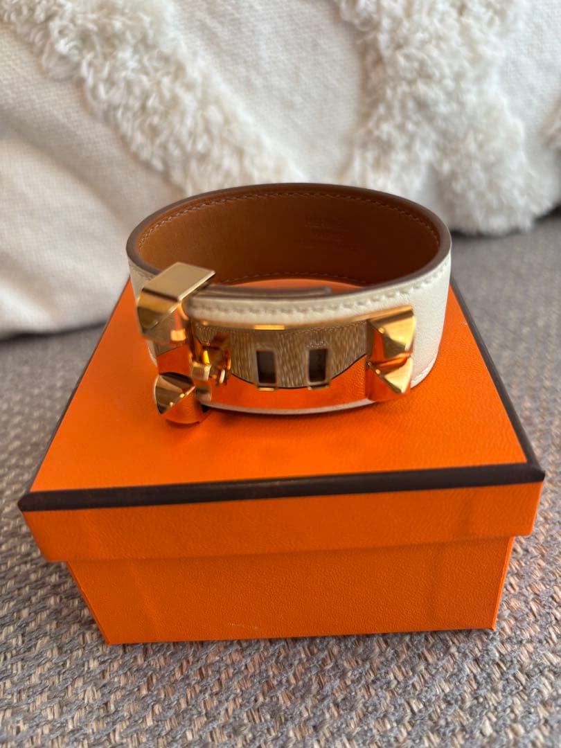 エルメスHERMES レザーブレスレット コリエ・ド・シアン24 ナタ・PG金具