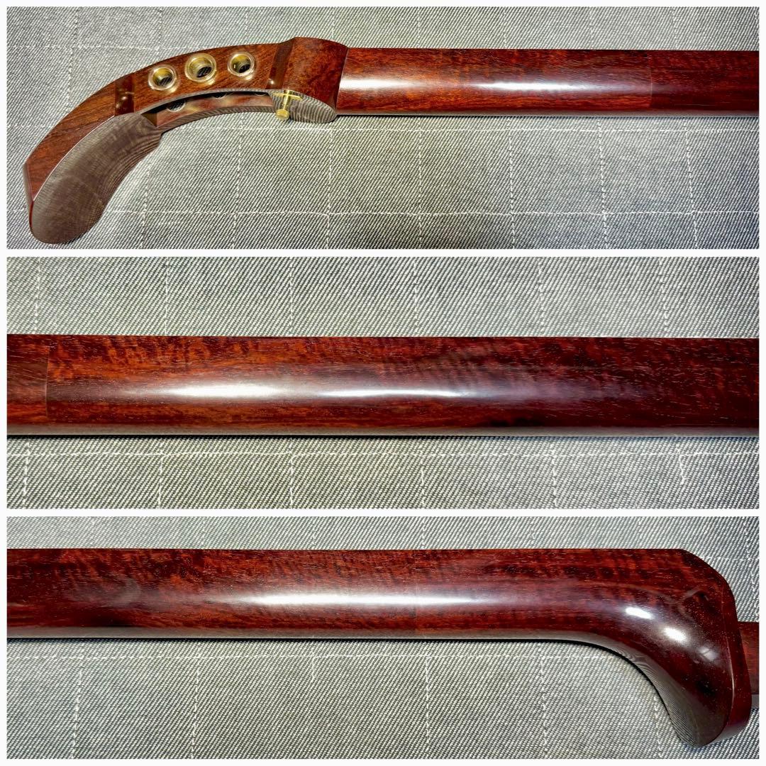 【虎杢】津軽三味線 金細 K9 綾杉胴 極上 トチ 紅木 糸巻 胴掛 美品 太棹