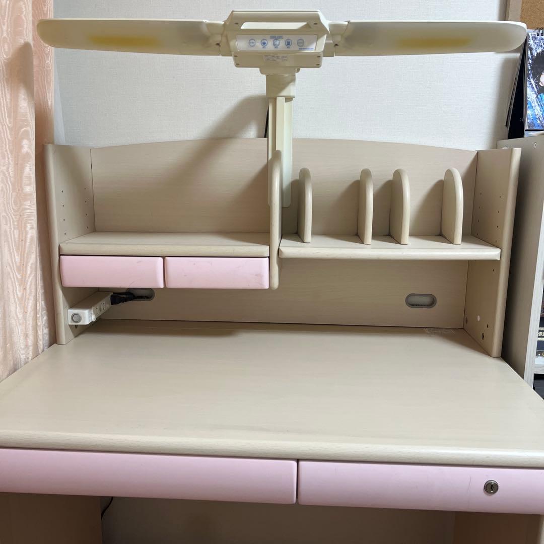 コイズミ学習デスク　（ピンク）　完成品