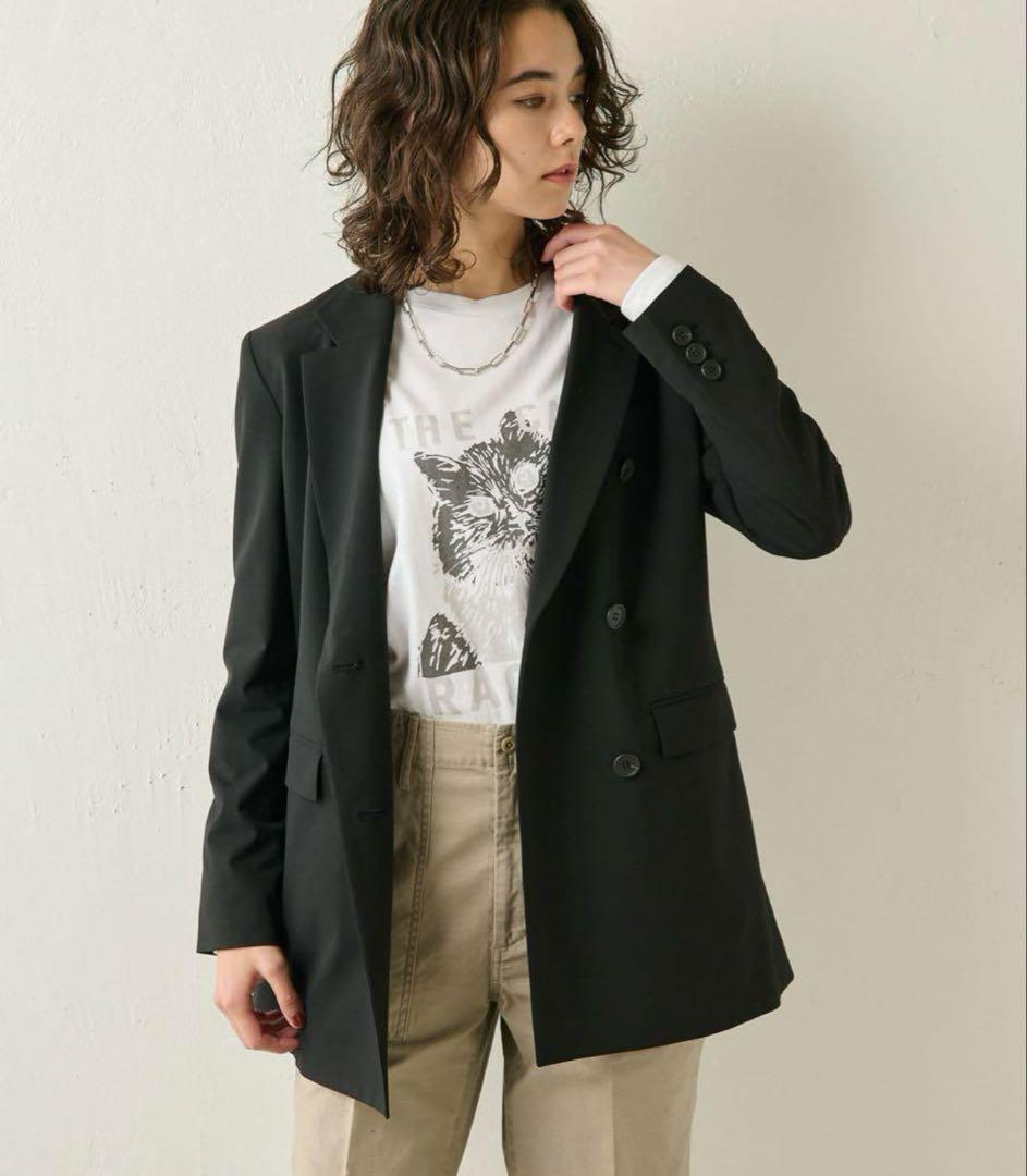 一度のみ着用 ウィムガゼット☆ダブルストレッチジャケット ブラック