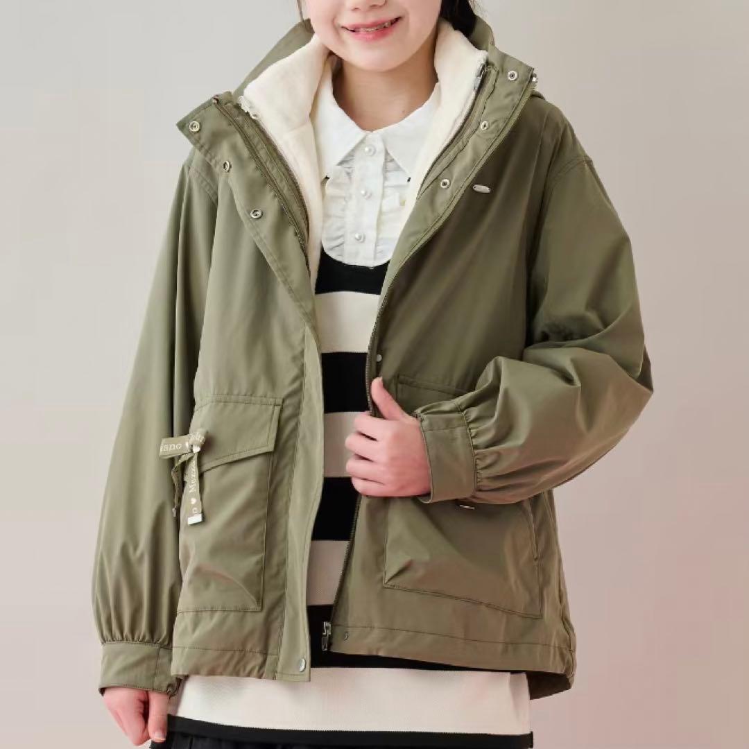 メゾピアノ新品新作タグ付き【撥水】ロゴリボン3WAYマウンテンパーカ150