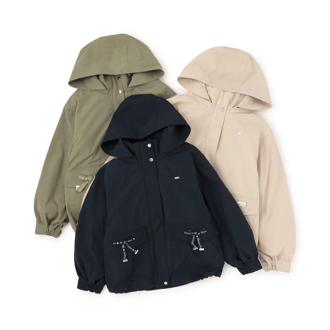 メゾピアノ新品新作タグ付き【撥水】ロゴリボン3WAYマウンテンパーカ150